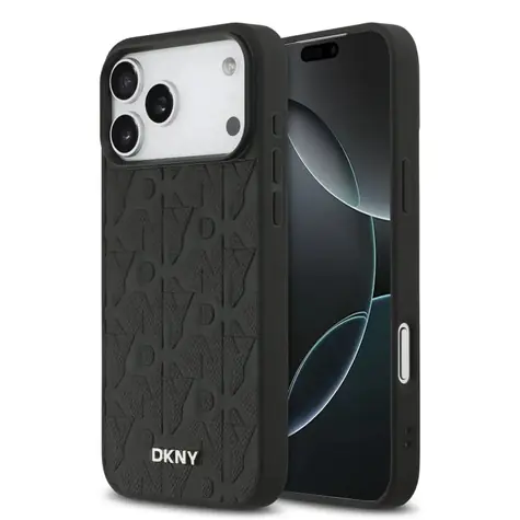 DKNY PU Leather Grid Pattern Magsafe Zadní Kryt pro iPhone 17 Pro Max Black