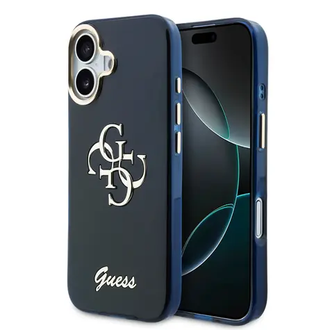 Guess IML 4G Script Metal Logo Zadní Kryt pro iPhone 17 Blue