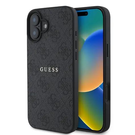 Guess PU 4G Classic Logo MagSafe Zadní Kryt pro iPhone 16 Plus Black