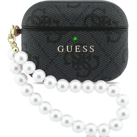 Guess PU 4G Classic Logo Pearl Strap Pouzdro pro AirPods Pro 3 Black