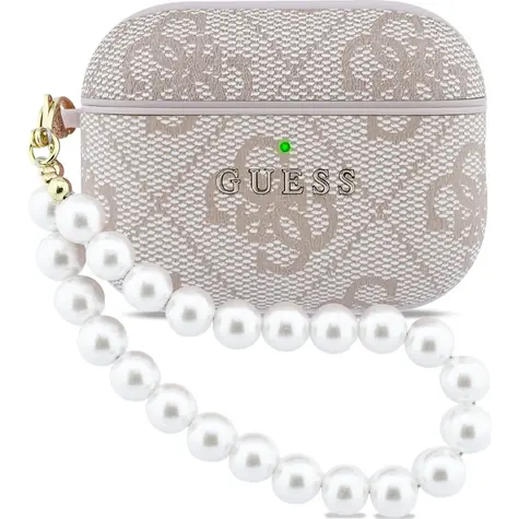 Guess PU 4G Classic Logo Pearl Strap Pouzdro pro AirPods Pro 3 Pink