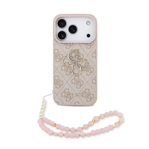Guess PU 4G Metal Logo Strap Zadní Kryt pro iPhone 17 Pro Pink