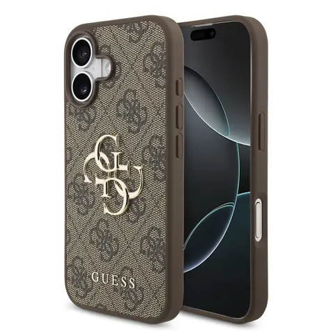 Guess PU 4G Metal Logo Zadní Kryt pro iPhone 17 Brown