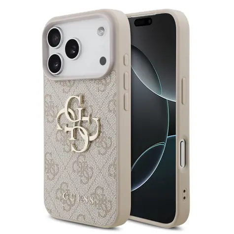 Guess PU 4G Metal Logo Zadní Kryt pro iPhone 17 Pro Pink