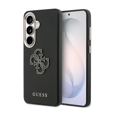 Guess PU 4G Resin Metal Logo Zadní Kryt pro Samsung Galaxy S26 Black