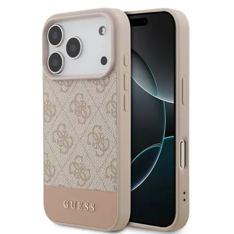 Guess PU 4G Stripe Zadní Kryt pro iPhone 17 Pro Pink