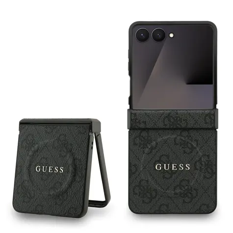 Guess PU Leather 4G Colored Ring Magnetic Zadní Kryt pro Samsung Galaxy Z Flip 7 Black