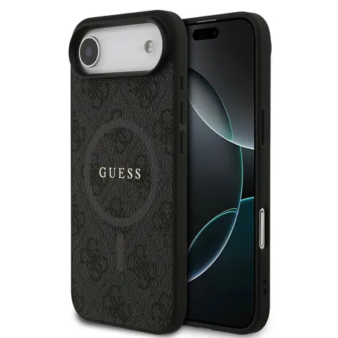 Guess PU Leather 4G Colored Ring MagSafe Zadní Kryt pro iPhone Air Black