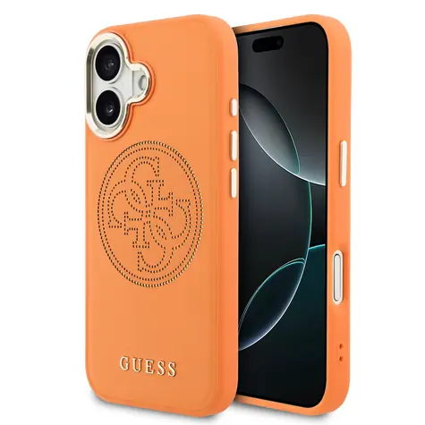 Guess PU Perforated 4G Logo MagSafe Zadní Kryt pro iPhone 17 Orange
