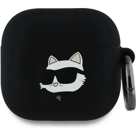 Karl Lagerfeld 3D Logo NFT Choupette Head Silikonové Pouzdro pro AirPods 4 Black