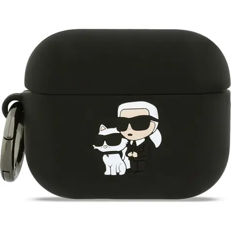 Karl Lagerfeld 3D Logo NFT Karl and Choupette Silikonové Pouzdro pro AirPods Pro 3 Black