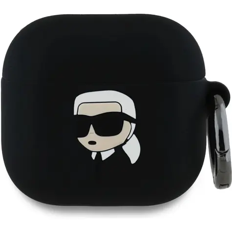Karl Lagerfeld 3D Logo NFT Karl Head Silikonové Pouzdro pro AirPods 4 Black