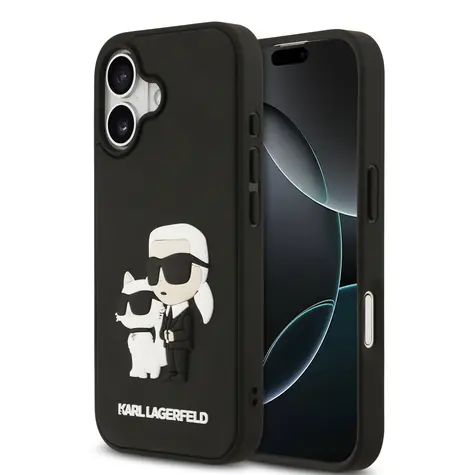 Karl Lagerfeld 3D Rubber Karl and Choupette Zadní Kryt pro iPhone 17 Black