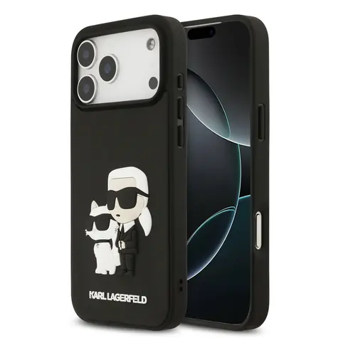 Karl Lagerfeld 3D Rubber Karl and Choupette Zadní Kryt pro iPhone 17 Pro Max Black