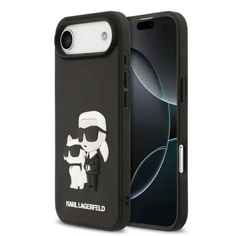 Karl Lagerfeld 3D Rubber Karl and Choupette Zadní Kryt pro iPhone Air Black