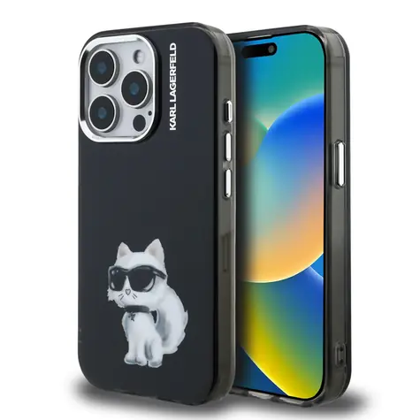 Karl Lagerfeld IML Aquarelle Choupette Zadní Kryt pro iPhone 15 Pro Max Black