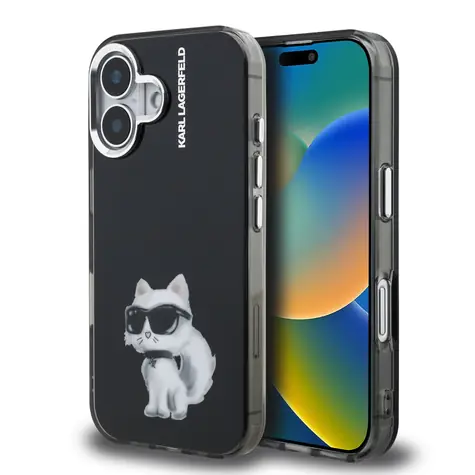 Karl Lagerfeld IML Aquarelle Choupette Zadní Kryt pro iPhone 16 Black