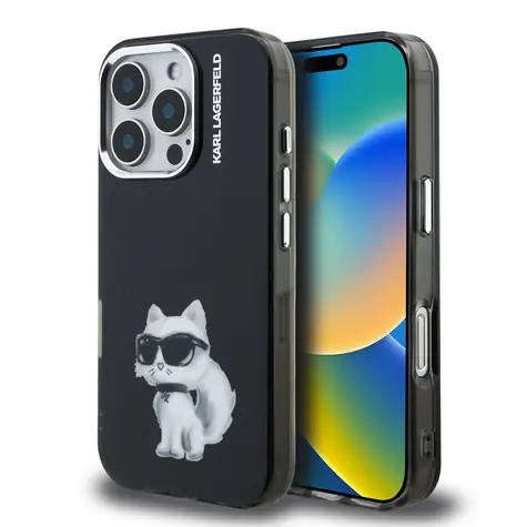 Karl Lagerfeld IML Aquarelle Choupette Zadní Kryt pro iPhone 16 Pro Black