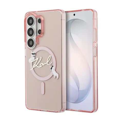 Karl Lagerfeld IML Choupette Karl Script Logo Magnetic Zadní Kryt pro Samsung Galaxy S26 Ultra Pink
