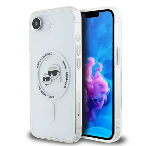 Karl Lagerfeld IML K&CH Heads Metal Frame MagSafe Zadní Kryt pro iPhone 16e/17e Transparent