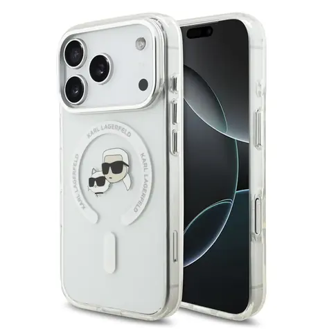 Karl Lagerfeld IML K&CH Heads Metal Frame MagSafe Zadní Kryt pro iPhone 17 Pro Transparent