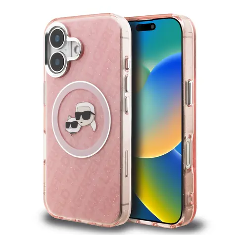 Karl Lagerfeld IML K&CH Heads Repeated Logo MagSafe Zadní Kryt pro iPhone 16 Pink