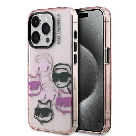 Karl Lagerfeld IML Multi K&CH Heads Zadní Kryt pro iPhone 15 Pro Max Pink
