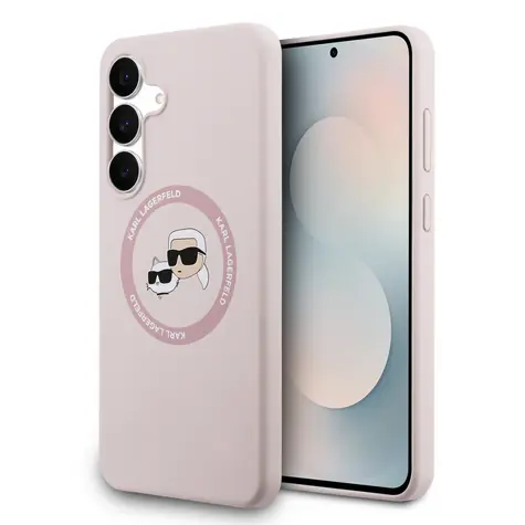 Karl Lagerfeld Liquid Silicone K&CH Heads MagSafe Zadní Kryt pro Samsung Galaxy S25 FE Pink