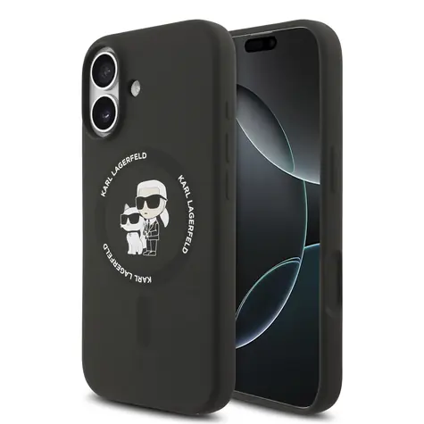 Karl Lagerfeld Liquid Silicone Karl and Choupette MagSafe Zadní Kryt pro iPhone 17 Black