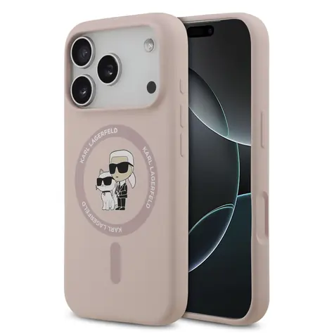 Karl Lagerfeld Liquid Silicone Karl and Choupette MagSafe Zadní Kryt pro iPhone 17 Pro Pink