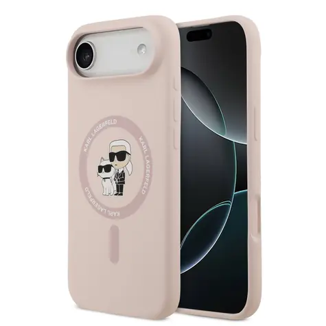 Karl Lagerfeld Liquid Silicone Karl and Choupette MagSafe Zadní Kryt pro iPhone Air Pink