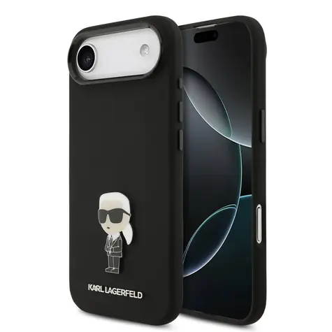 Karl Lagerfeld Liquid Silicone Metal Ikonik Zadní Kryt pro iPhone Air Black
