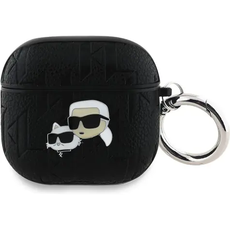 Karl Lagerfeld PU Embossed Karl and Choupette Heads Pouzdro pro AirPods 4 Black