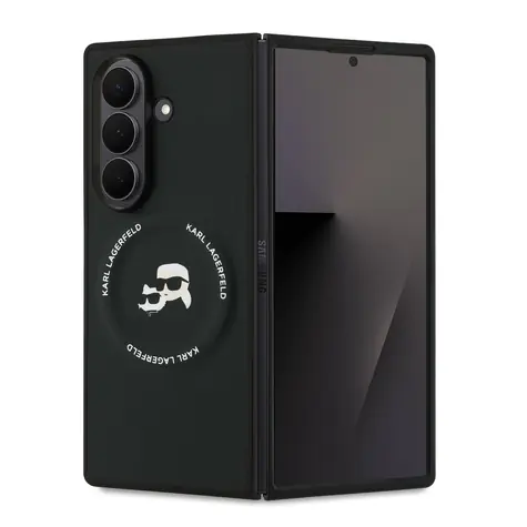 Karl Lagerfeld PU Karl and Choupette Heads Magnetic Zadní Kryt pro Samsung Galaxy Z Fold 7 Black