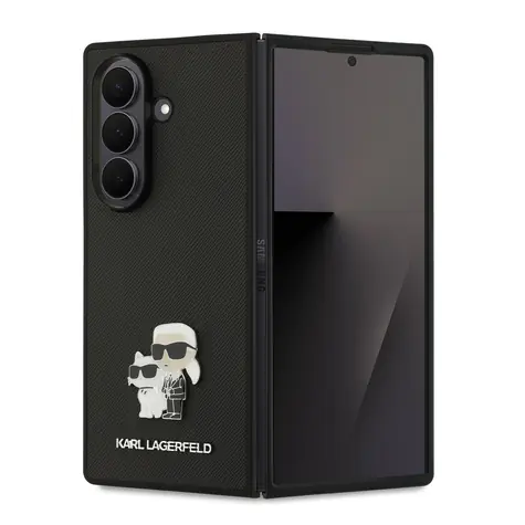 Karl Lagerfeld PU Saffiano Karl and Choupette Zadní Kryt pro Samsung Galaxy Z Fold 7 Black