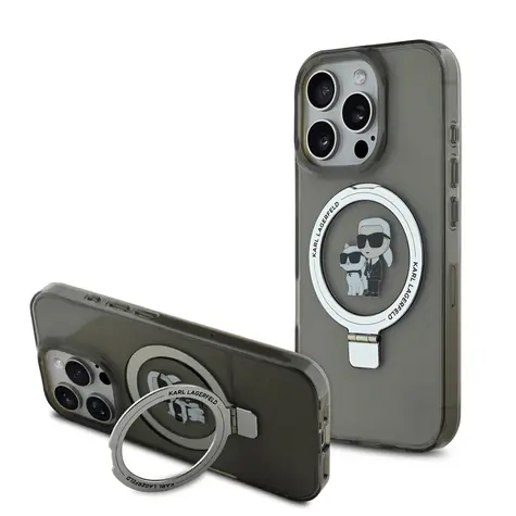 Karl Lagerfeld Ringstand Karl and Choupette MagSafe Zadní Kryt pro iPhone 16 Pro Max Black