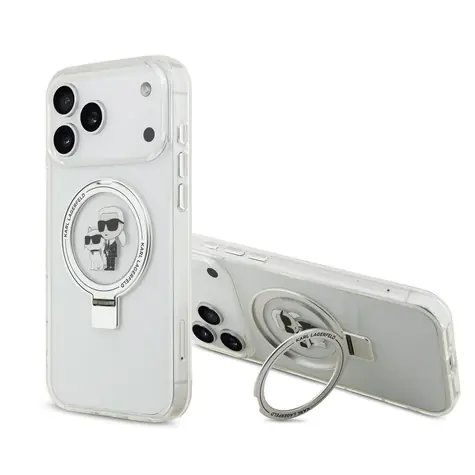 Karl Lagerfeld Ringstand Karl and Choupette MagSafe Zadní Kryt pro iPhone 17 Pro Max White