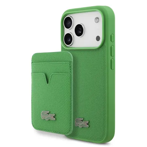 Lacoste Iconic Petit Pique MagSafe Zadní Kryt + Peněženka pro iPhone 17 Pro Green