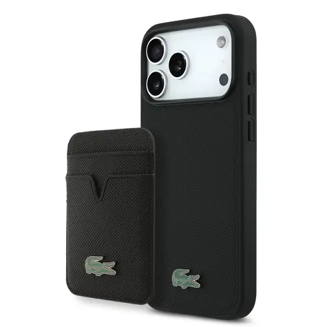 Lacoste Iconic Petit Pique MagSafe Zadní Kryt + Peněženka pro iPhone 17 Pro Max Black