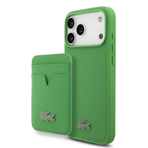 Lacoste Iconic Petit Pique MagSafe Zadní Kryt + Peněženka pro iPhone 17 Pro Max Green
