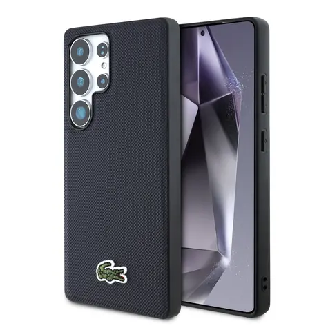 Lacoste Iconic Petit Pique Woven Logo MagSafe Zadní Kryt pro Samsung Galaxy S25 Ultra Blue