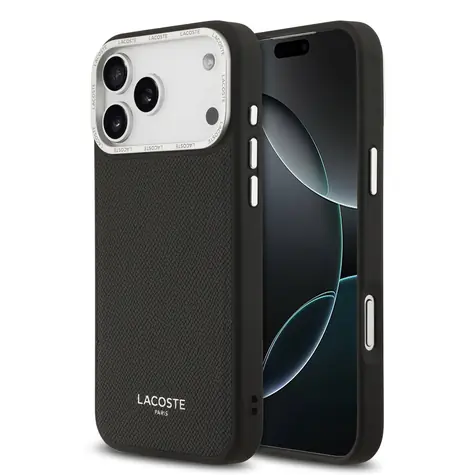 Lacoste PU Leather Champs Elysees MagSafe Zadní Kryt pro iPhone 17 Pro Max Black