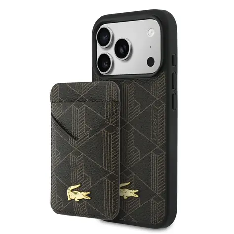 Lacoste PVC Blend MagSafe Zadní Kryt + Peněženka pro iPhone 17 Pro Max Brown