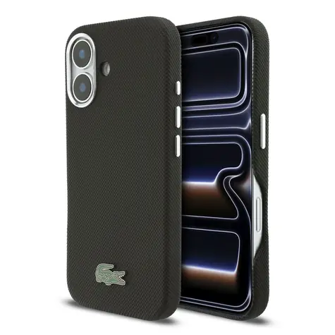 Lacoste PVC Iconic Petit Pique Metal Logo MagSafe Zadní Kryt pro iPhone 16 Black