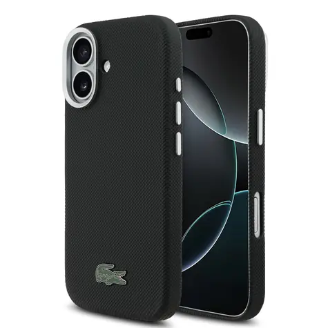 Lacoste PVC Iconic Petit Pique Metal Logo MagSafe Zadní Kryt pro iPhone 17 Black