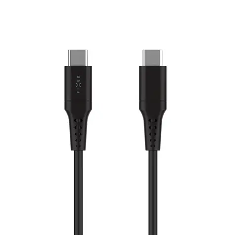 FIXED Krátký nabíjecí a datový Liquid silicone kabel s konektory USB-C/USB-C a podporou PD 0.3m USB 2.0 60W černý
