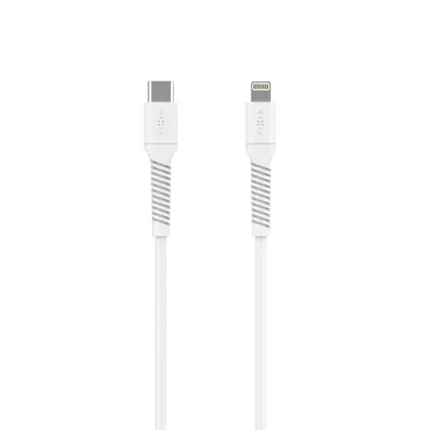 FIXED Nabíjecí a datový Liquid silicone kabel s konektory USB-C/Lightning a podporou PD 1.2m USB 2.0 60W bílý