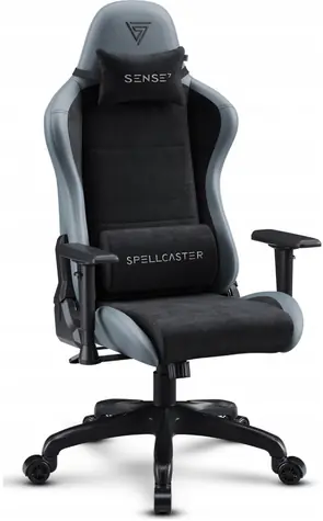 SENSE7 Spellcaster Fuku PU černo-šedá / Herní židle / Ekokůže + Alcantara / nastavitelná / nosnost 150 kg 