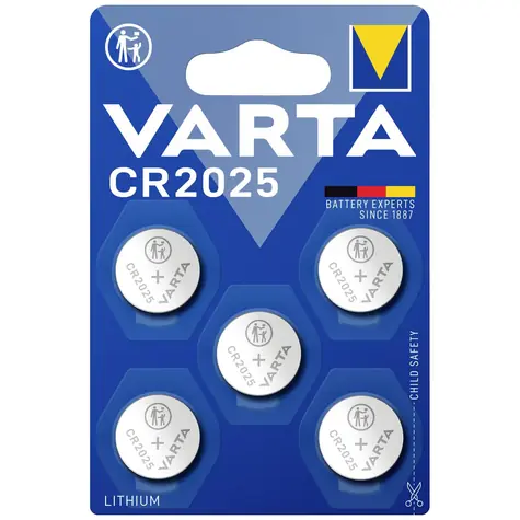 Varta Knoflíková baterie CR2025 5ks / 3.0V / 170 mAh / lithium / v blistru 