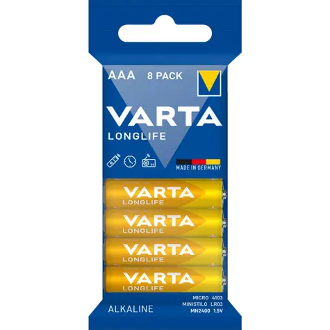 Varta Longlife Baterie AAA 8ks / 1.5V / alkalická / v blistru